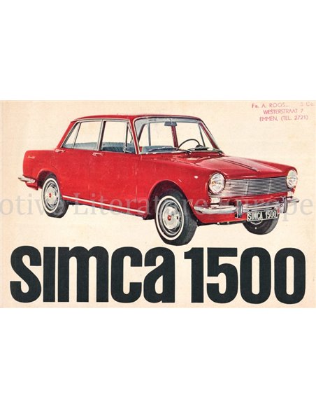 1964 SIMCA 1300 | 1500 BROCHURE NEDERLANDS