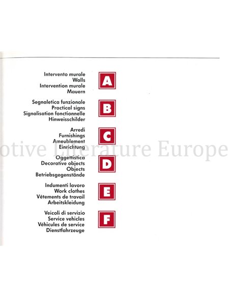 1989 FERRARI IDENTIFIZIERUNG DER WERKSTÄTTEN  HARDCOVER PROSPEKT MULTI