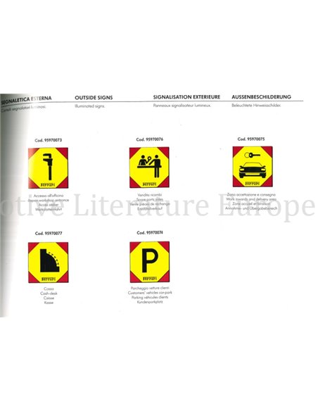 1989 FERRARI IDENTIFIZIERUNG DER WERKSTÄTTEN  HARDCOVER PROSPEKT MULTI