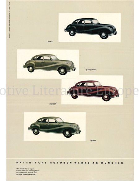 1954 BMW 501 BROCHURE ENGLISH (USA)