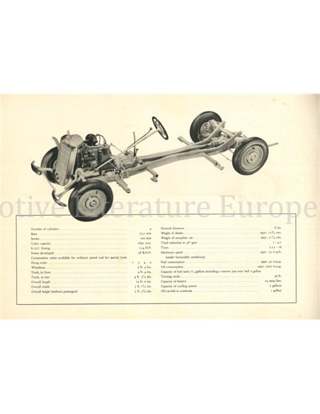 1938 MERCEDES BENZ 170 V PROSPEKT ENGLISCH