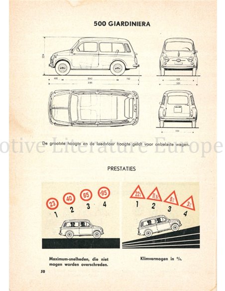 1962 FIAT 500 D | GIARDINIERA BETRIEBSANLEITUNG NIEDERLÄNDISCH