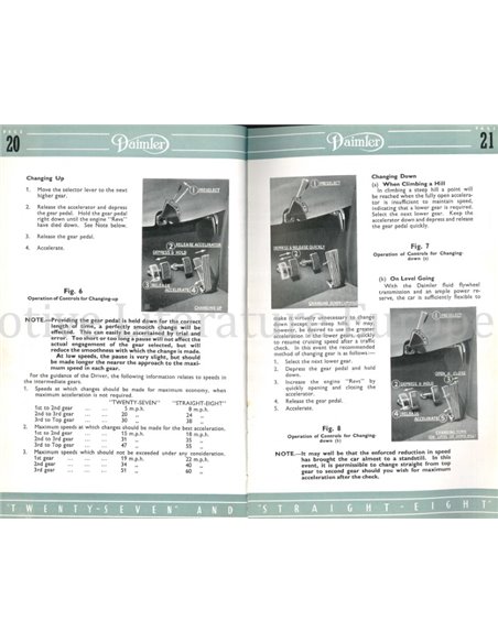 1948 DAIMLER TWENTYSEVEN | STRAIGHT - EIGHT BETRIEBSANLEITUNG ENGLISCH