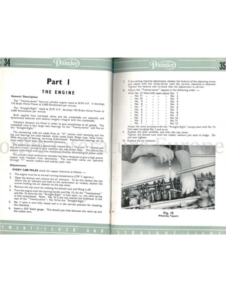 1948 DAIMLER TWENTYSEVEN | STRAIGHT - EIGHT INSTRUCTIEBOEKJE ENGELS