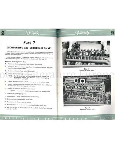  1948 DAIMLER TWENTYSEVEN | STRAIGHT - EIGHT OWNERS MANUAL ENGLISH