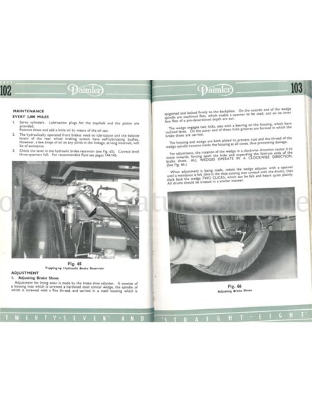 1948 DAIMLER TWENTYSEVEN | STRAIGHT - EIGHT INSTRUCTIEBOEKJE ENGELS