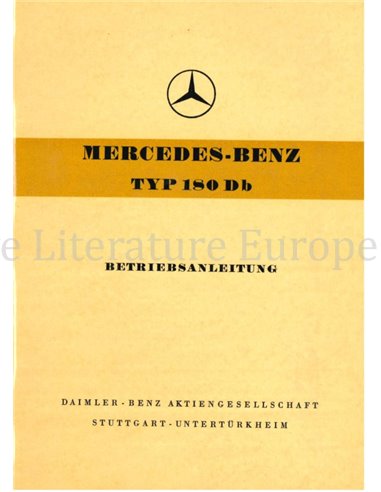 1959 MERCEDES BENZ TYP 180 Db OWNERS MANUAL GERMAN
