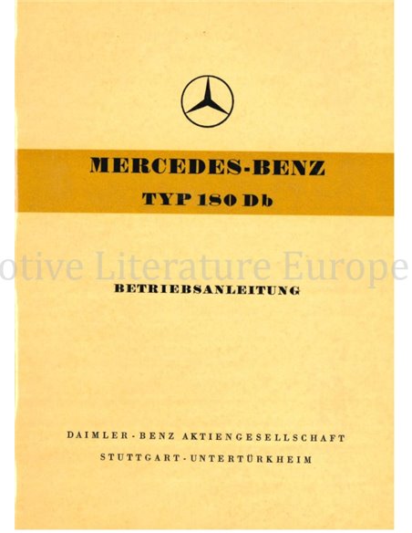 1959 MERCEDES BENZ TYP 180 Db INSTRUCTIEBOEKJE DUITS