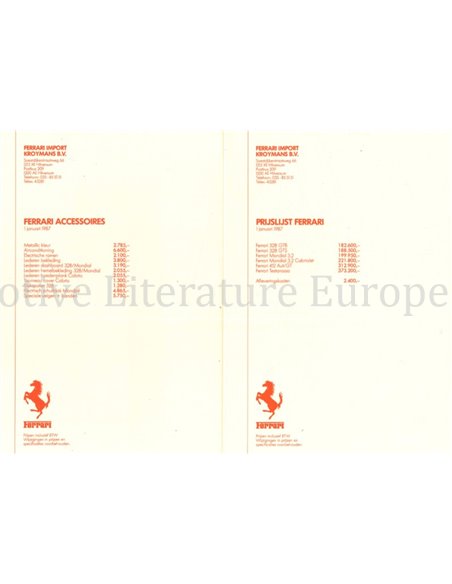 1987 FERRARI KROYMANS PERSMAP NEDERLANDS