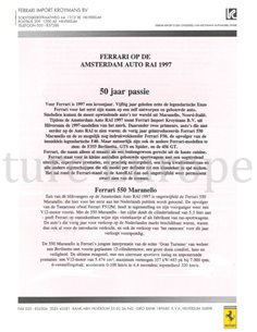 1997 FERRARI KROYMANS AUTO RAI PRESSEMAPPE NIEDERLÄNDISCH 2