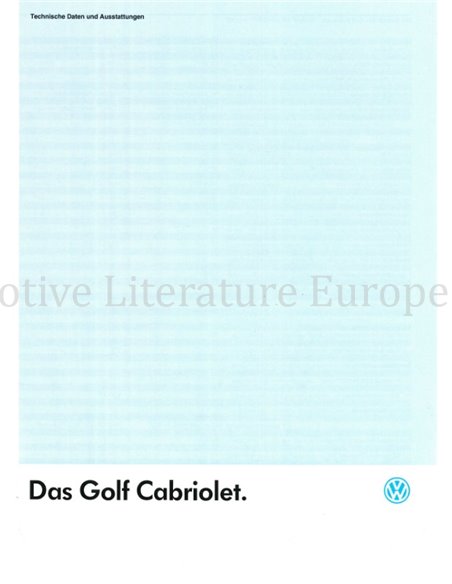 1989 VOLKSWAGEN GOLF CABRIOLET PROSPEKT DEUTSCH