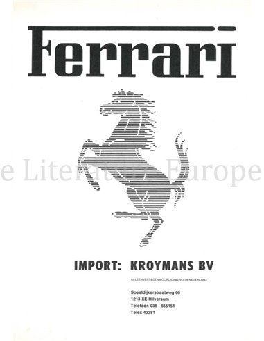 1972 FERRARI PR0GRAMMA BROCHURE KROYMANS