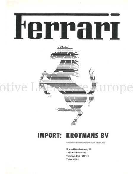 1972 FERRARI PR0GRAMM PROSPEKT KROYMANS