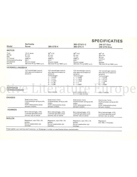 1972 FERRARI RANGE BROCHURE KROYMANS