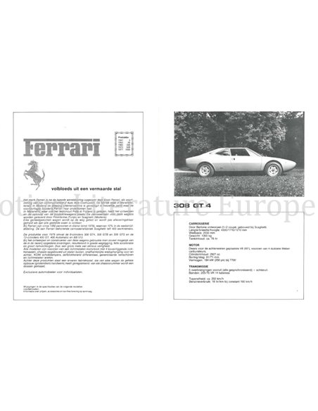 1977 FERRARI PR0GRAMMA BROCHURE KROYMANS