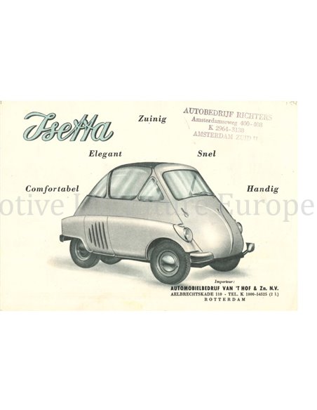 1954 ISO ISETTA BROCHURE NEDERLANDS