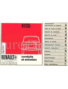 1967 RENAULT 8 GORDINI OWNERS MANUAL FRENCH