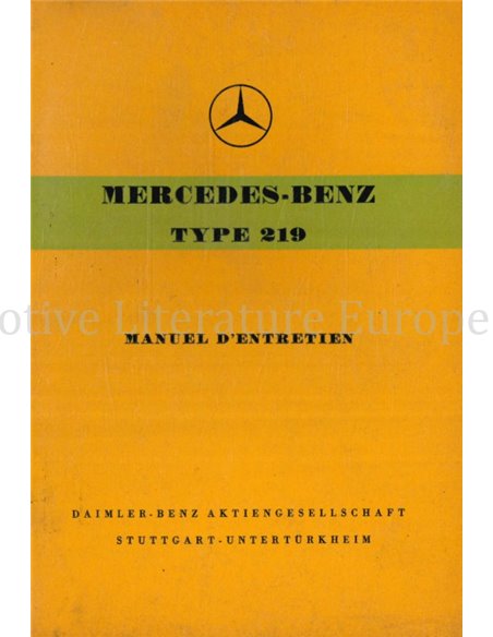 1956 MERCEDES BENZ TYP 219 OWNERS MANUAL FRENCH
