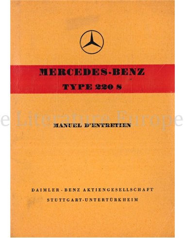 1956 MERCEDES BENZ 220 S OWNERS MANUAL FRENCH