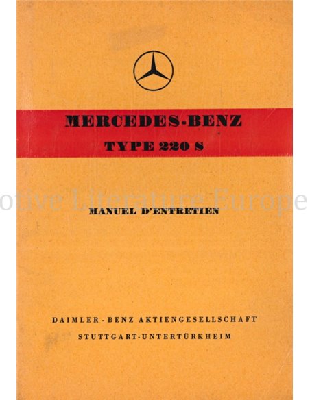 1956 MERCEDES BENZ 220 S OWNERS MANUAL FRENCH