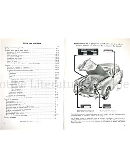 1956 MERCEDES BENZ 220 S INSTRUCTIEBOEKJE ENGELS