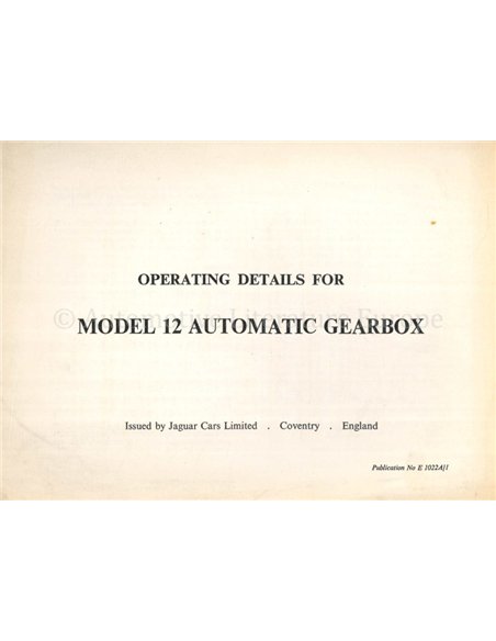 1968 JAGUAR 240 OWNERS MANUAL ENGLISH