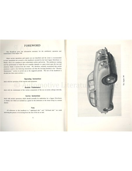 1968 JAGUAR 340 BETRIEBSANLEITUNG ENGLISCH