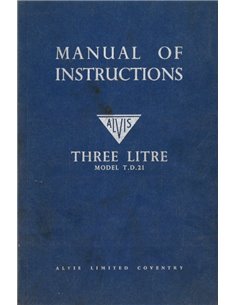 1958 ALVIS TREE LITRE INSTRUCTIEBOEKJE ENGELS