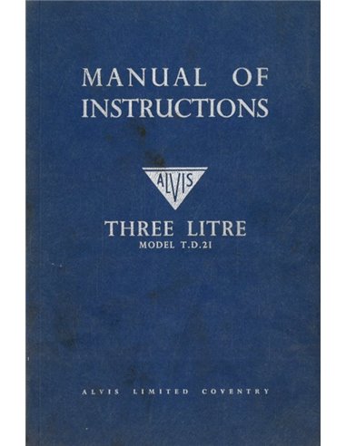 1958 ALVIS TREE LITRE INSTRUCTIEBOEKJE ENGELS
