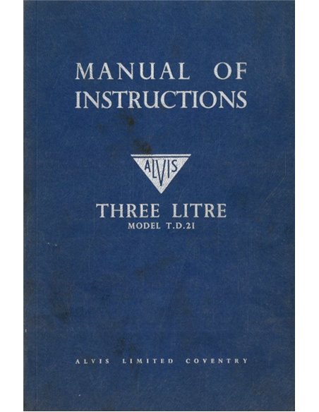 1958 ALVIS TREE LITRE INSTRUCTIEBOEKJE ENGELS