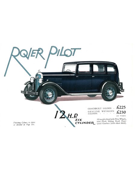 1937 ROVER PILOT 12 H.P. SIX-CYLINDER BROCHURE ENGLISH