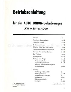 1961 DKW AUTO UNION GELÄNDEWAGEN BETRIEBSANLEITUN GDEUTSCH 2
