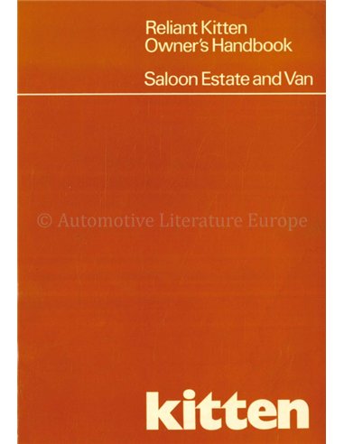 1976 RELIANT KITTEN OWNERS MANUAL ENGLISH