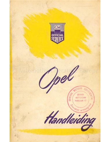1951 OPEL OLYMPIA OWNERS MANUAL ENGLISH