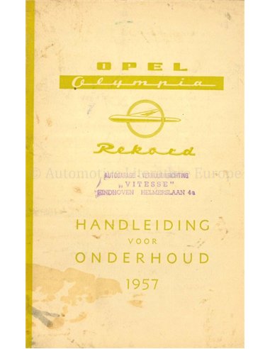 1957 OPEL OLYMPIA REKORD OWNERS MANUAL DUTCH