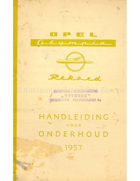 1957 OPEL OLYMPIA REKORD BETRIEBSANLEITUNG NIEDERLÄNDISCH