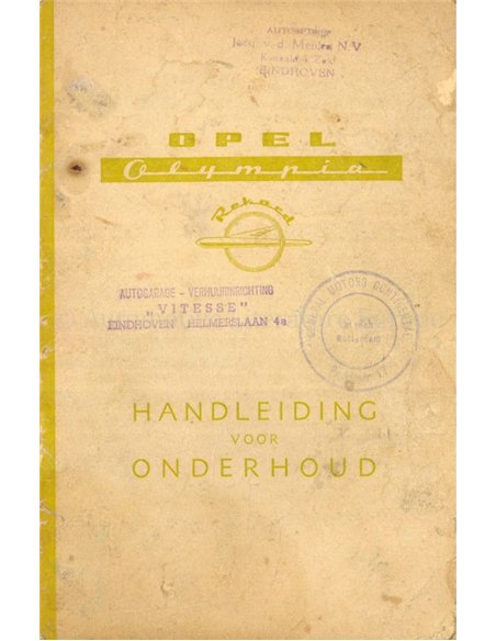1955 OPEL OLYMPIA REKORD OWNERS MANUAL DUTCH