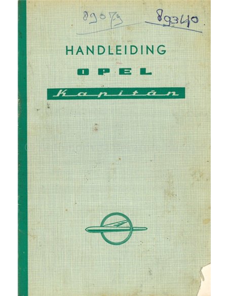 1958 OPEL KAPITÄN BETRIEBSANLEITUNG NIEDERLÄNDISCH