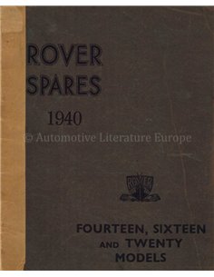 1940 ROVER FOURTEEN | SIXTEEN | TWENTY ONDERDELEN CATALOGUS 