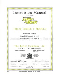 1958 LAND ROVER 80 | 86 | 88 | 107 | 109 BETRIEBSANLEITUNG ENGLISCH (NACHDRUCK)) 2