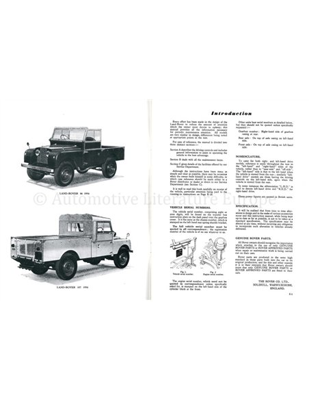 1958 LAND ROVER 80 | 86 | 88 | 107 | 109 OWNERS MANUAL ENGLISH (REPRINT)