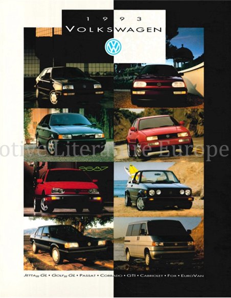 1993 VOLKSWAGEN PROGRAMM PROSPEKT ENGLISCH (USA)