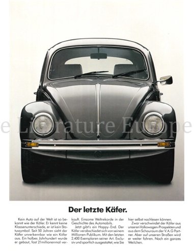 1985 VOLKSWAGEN KEVER BROCHURE DUITS