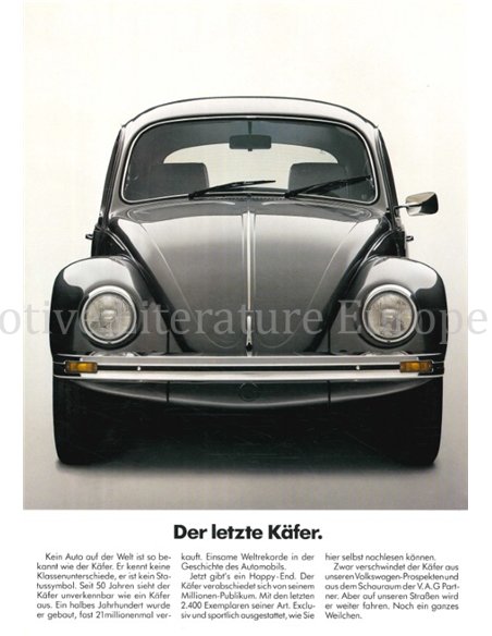 1985 VOLKSWAGEN BEETLE BROCHURE GERMAN