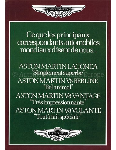1982 ASTON MARTIN V8 SALOON | VANTAGE | VOLANTE BROCHURE FRANS