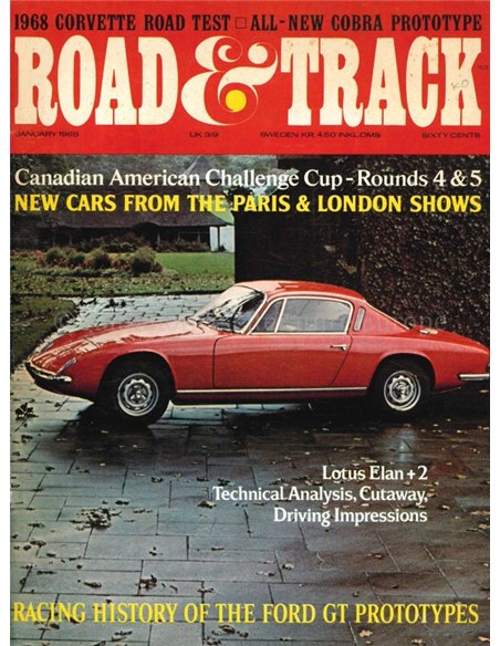 1968 ROAD AND TRACK MAGAZINE JANUAR ENGLISCH