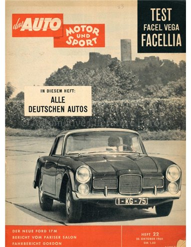 1960 DAS AUTO MOTOR UND SPORT MAGAZINE 22 DUITS