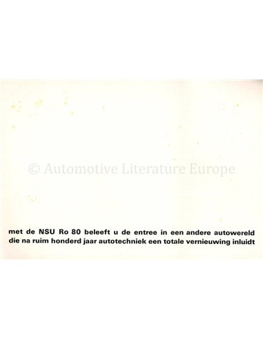 1971 NSU RO 80 BROCHURE NEDERLANDS