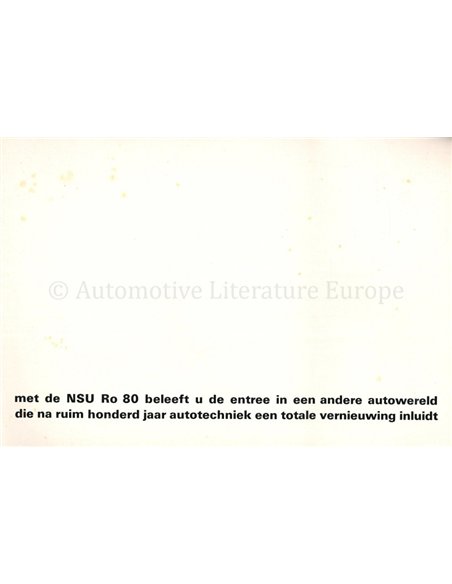 1971 NSU RO 80 PROSPEKT NIEDERLÄNDISCH