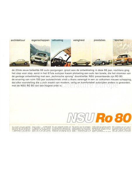 1971 NSU RO 80 BROCHURE NEDERLANDS